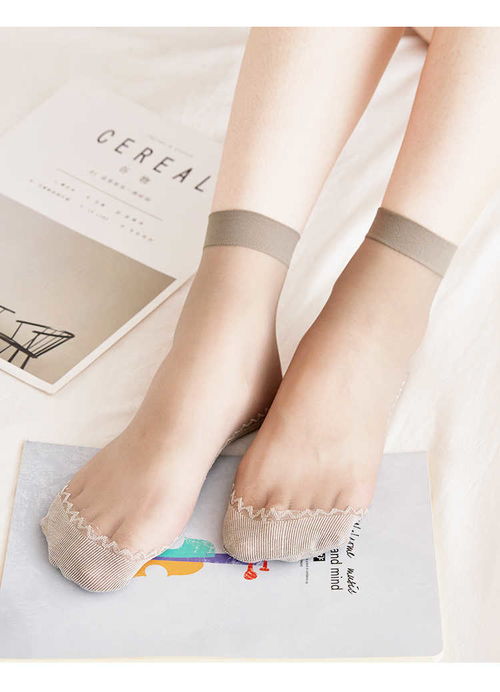 10雙絲襪女短襪春夏秋棉底防滑襪子女黑膚肉色耐磨中筒薄款